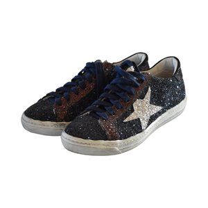 Crown Made in Italy Glitter Star Lace-Up Sneakers